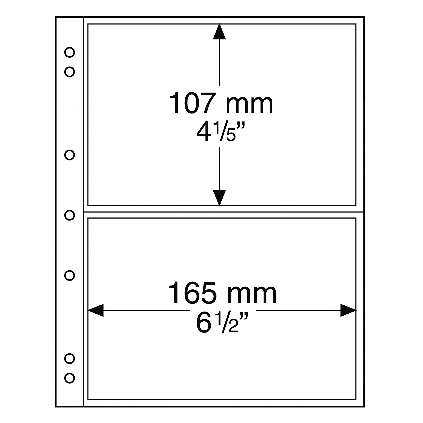 Folhas NUMIS para notas de banco e postais at 165x107 mm